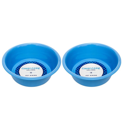 Juego de 2 cuencos para perros Country Living de acero inoxidable revestido, ideales para razas medianas y grandes.