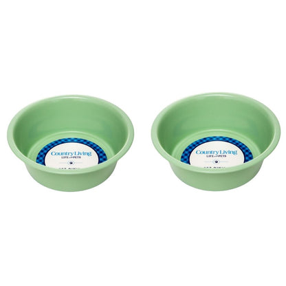 Juego de 2 cuencos para perros Country Living de acero inoxidable revestido, ideales para razas medianas y grandes.