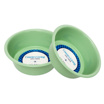 Juego de 2 cuencos para perros Country Living de acero inoxidable revestido, ideales para razas medianas y grandes.