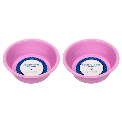 Juego de 2 cuencos para perros Country Living de acero inoxidable revestido, ideales para razas medianas y grandes.