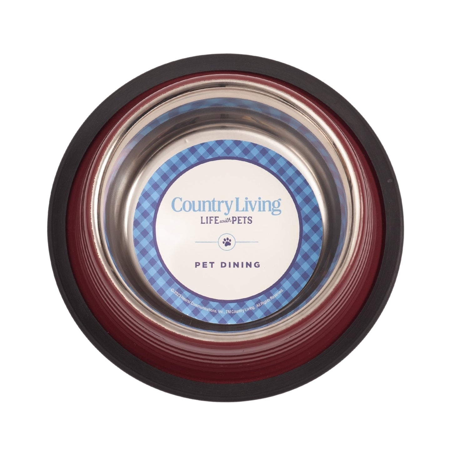 Juego de 2 cuencos antideslizantes acanalados para mascotas Country Living – Rojo Merlot
