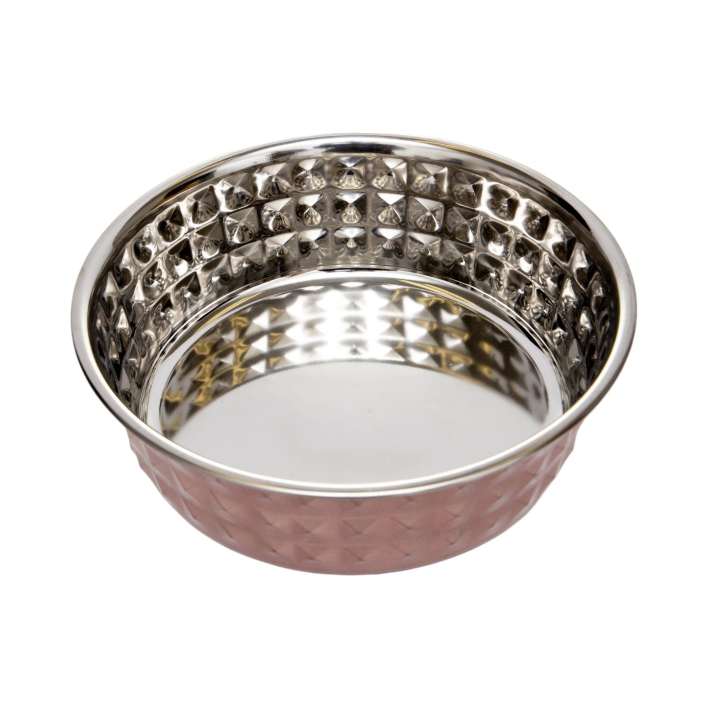 Juego de 2 cuencos para perros de acero inoxidable martillado Country Living, ideales para razas extragrandes, cuarzo rosa/1,78 l