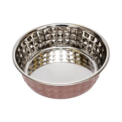 Juego de 2 cuencos para perros de acero inoxidable martillado Country Living, ideales para razas extragrandes, cuarzo rosa/1,78 l