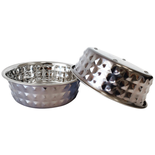 Country Living Set of 2 Hammered Stainless Steel Dog Bowls – Black Pearl - Tampa Home & Garden Store