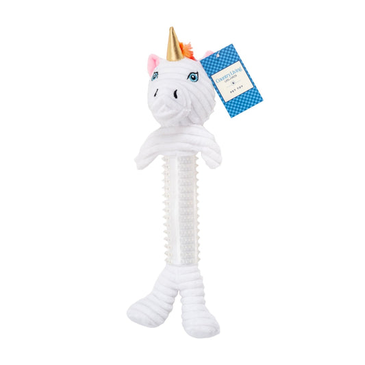Country Living Thermoplastic Rubber Skinny Unicorn Corduroy Plush Dog Toy – with Squeaker & Crinkle Paper - Tampa Home & Garden Store