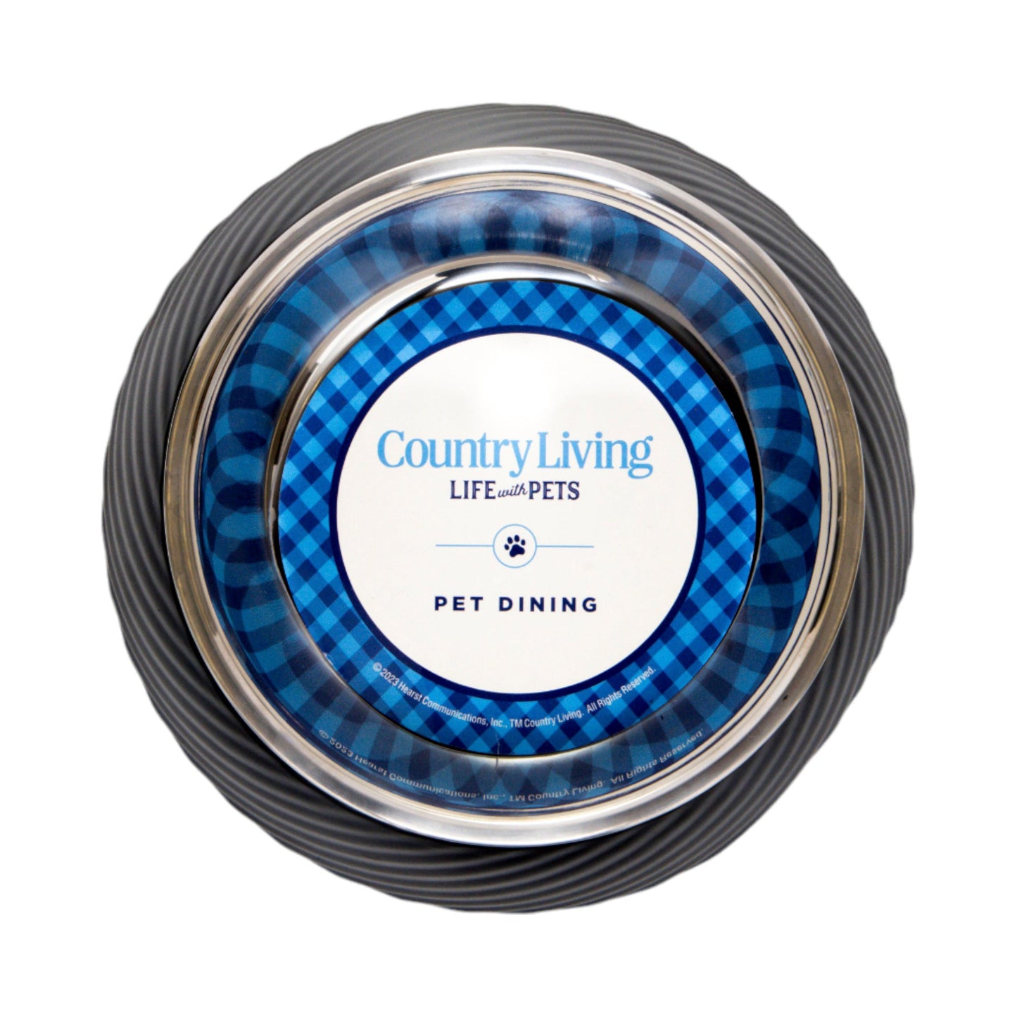 Ensemble de 2 gamelles rondes pour chien Country Living en mélamine sergée avec inserts amovibles en acier inoxydable – Noir