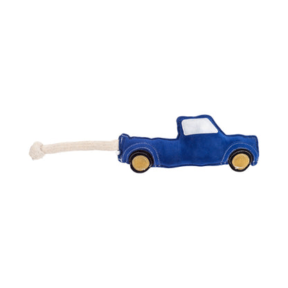 Juguete masticable para perros Country Living de piel sintética en forma de camioneta azul, duradero, seguro y no tóxico.