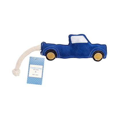 Juguete masticable para perros Country Living de piel sintética en forma de camioneta azul, duradero, seguro y no tóxico.