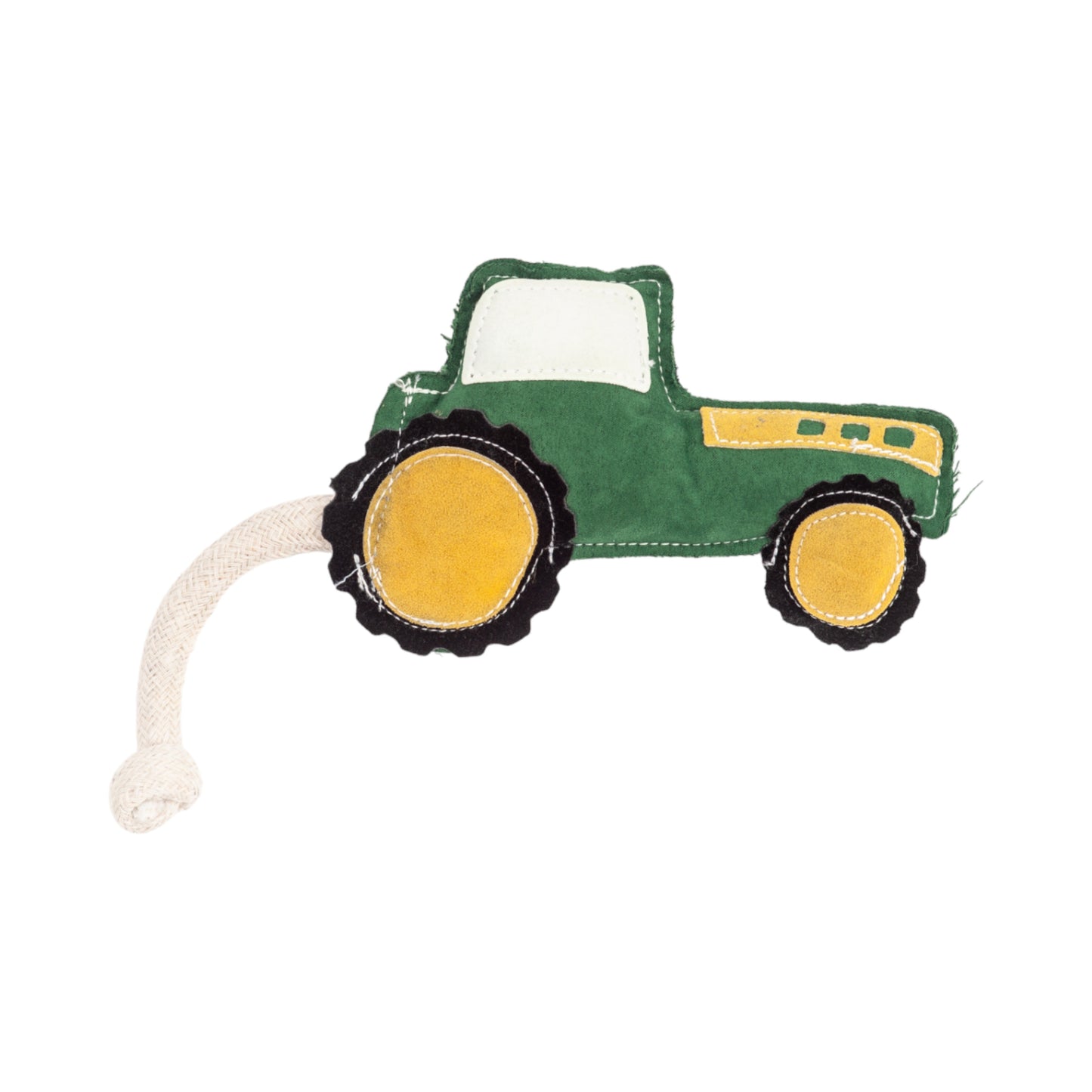 Juguete masticable para perros con tractor verde de piel sintética de Country Living, duradero, seguro y no tóxico.
