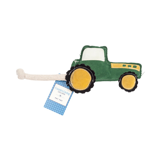 Country Living Faux Leather Green Tractor Dog Chew Toy, Durable, Safe and Non-Toxic - Tampa Home & Garden Store