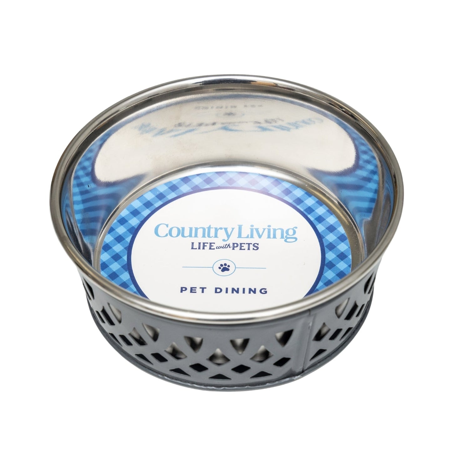Juego de 2 comederos de acero inoxidable para perros Country Living, estilo rústico, ideal para perros pequeños y medianos. 