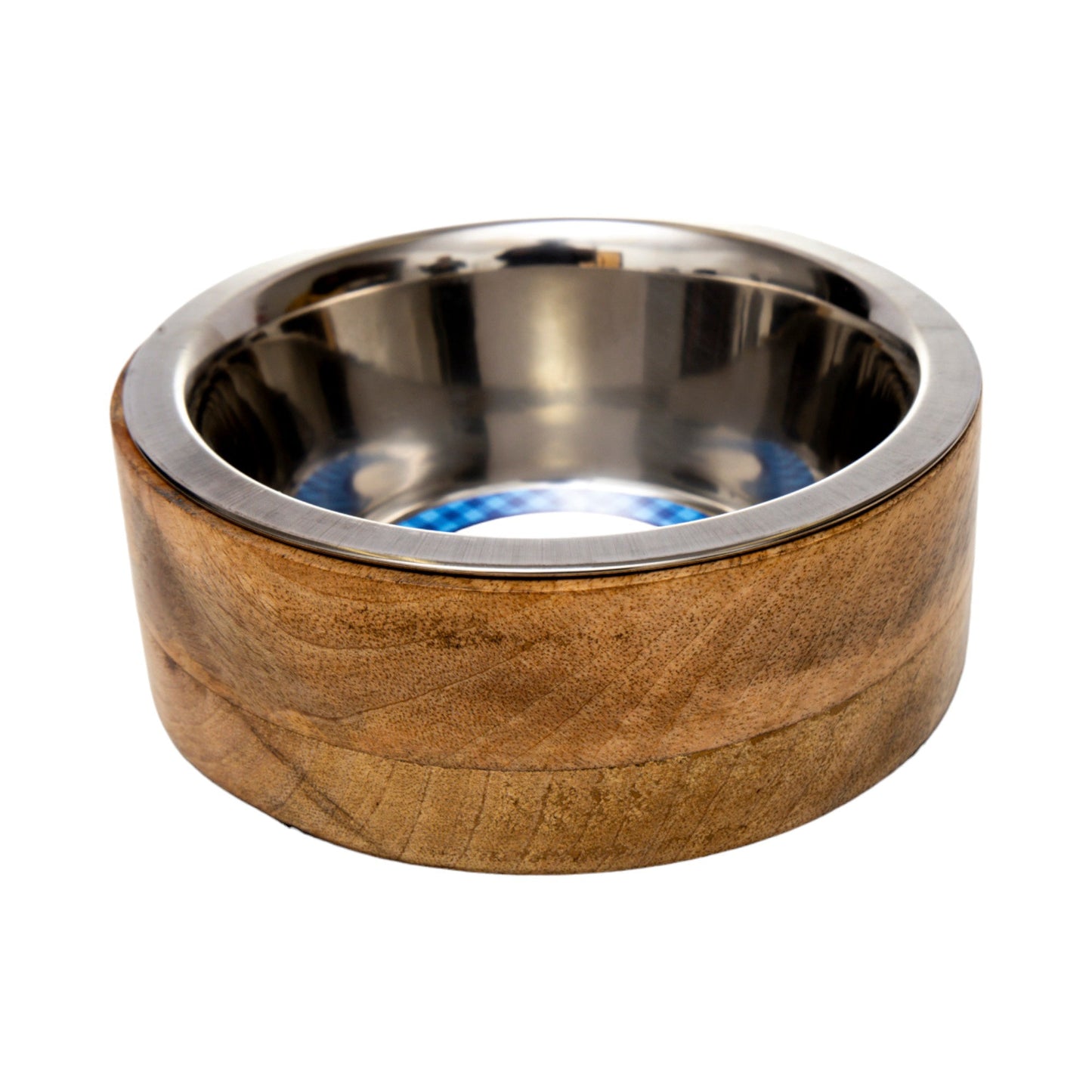 Gamelle pour chien en acier inoxydable Country Living avec support cylindrique en bois de manguier