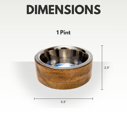 Gamelle pour chien en acier inoxydable Country Living avec support cylindrique en bois de manguier