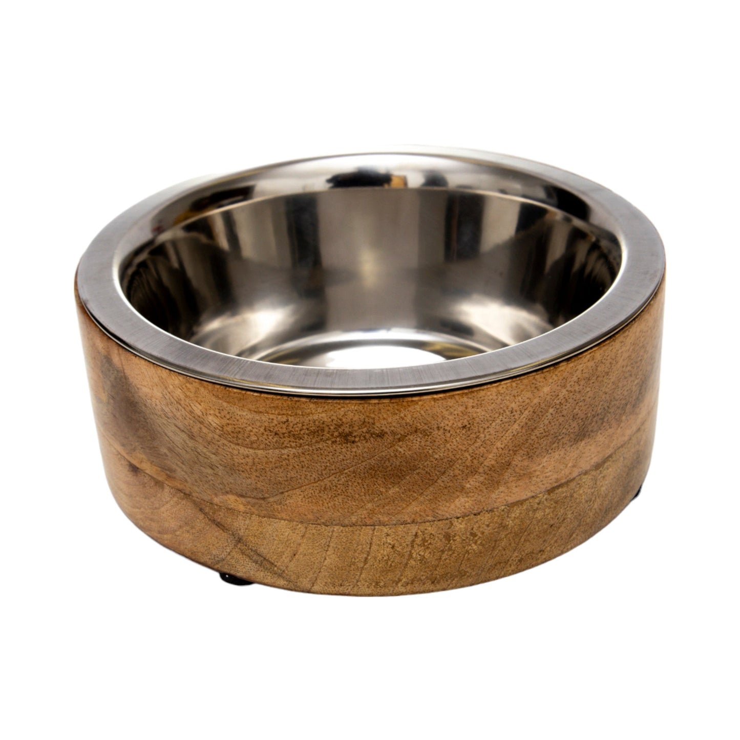 Gamelle pour chien en acier inoxydable Country Living avec support cylindrique en bois de manguier