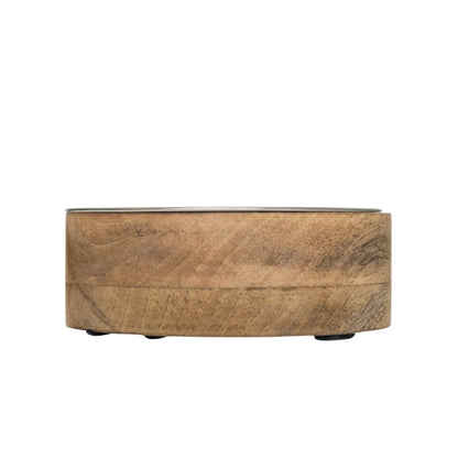 Gamelle pour chien en acier inoxydable Country Living avec support cylindrique en bois de manguier