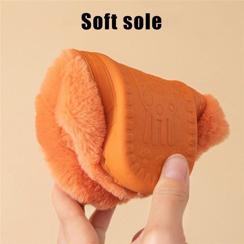 Slippers Stevvex orange fluffy fur indoor footwear with soft plush lining anti-skid sole on Tampa Home & Garden Store