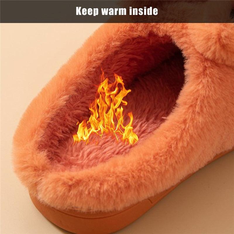 Stevvex warm peach fuzzy faux fur slippers, plush indoor footwear for women and men on Tampa Home & Garden Store