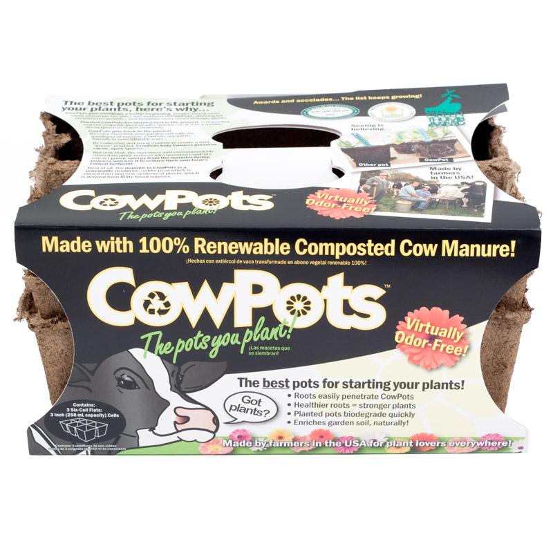 CowPots - 3" Square 6 Pack (Pack of 3)