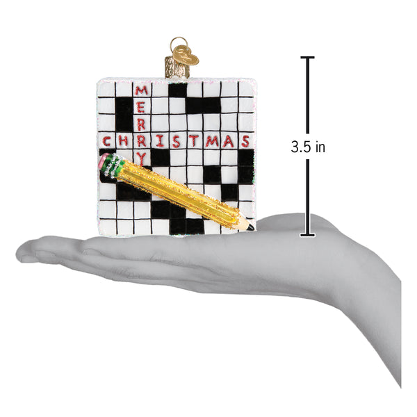 Ornement en verre avec puzzle de mots croisés