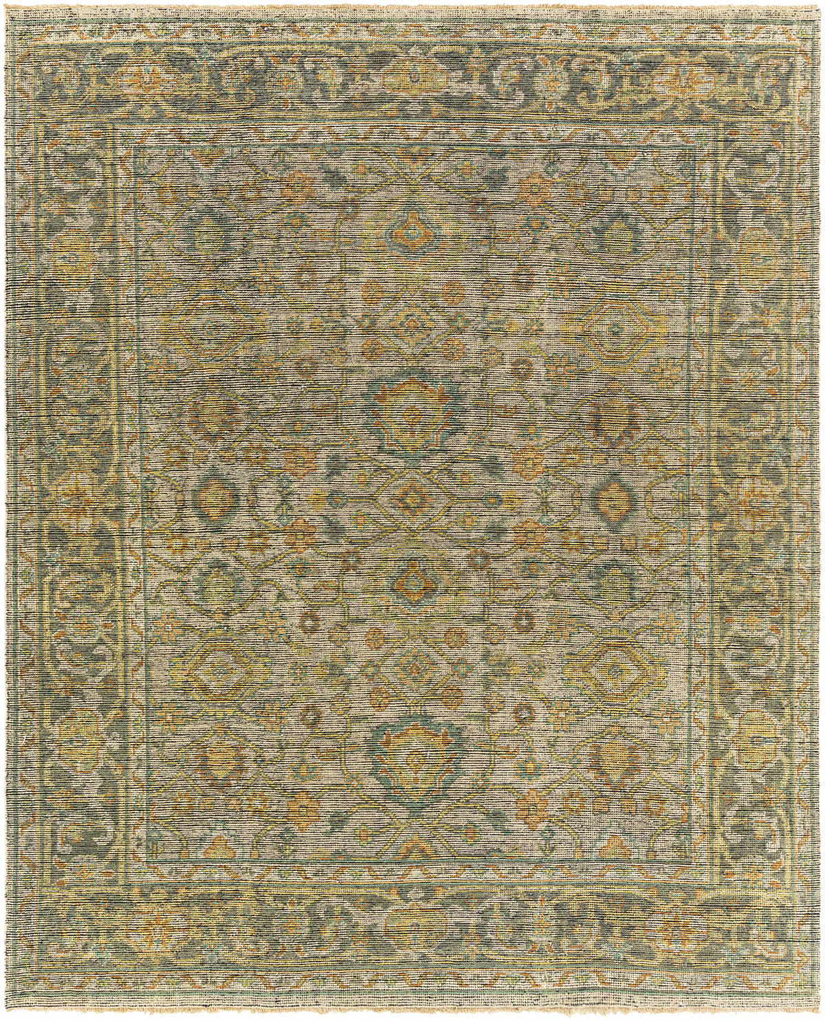 Coylton area rug by Boutique Rugs in muted blue beige with ornate medallion pattern on Tampa Home & Garden Store