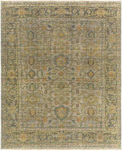 Coylton area rug by Boutique Rugs in muted blue beige with ornate medallion pattern on Tampa Home & Garden Store