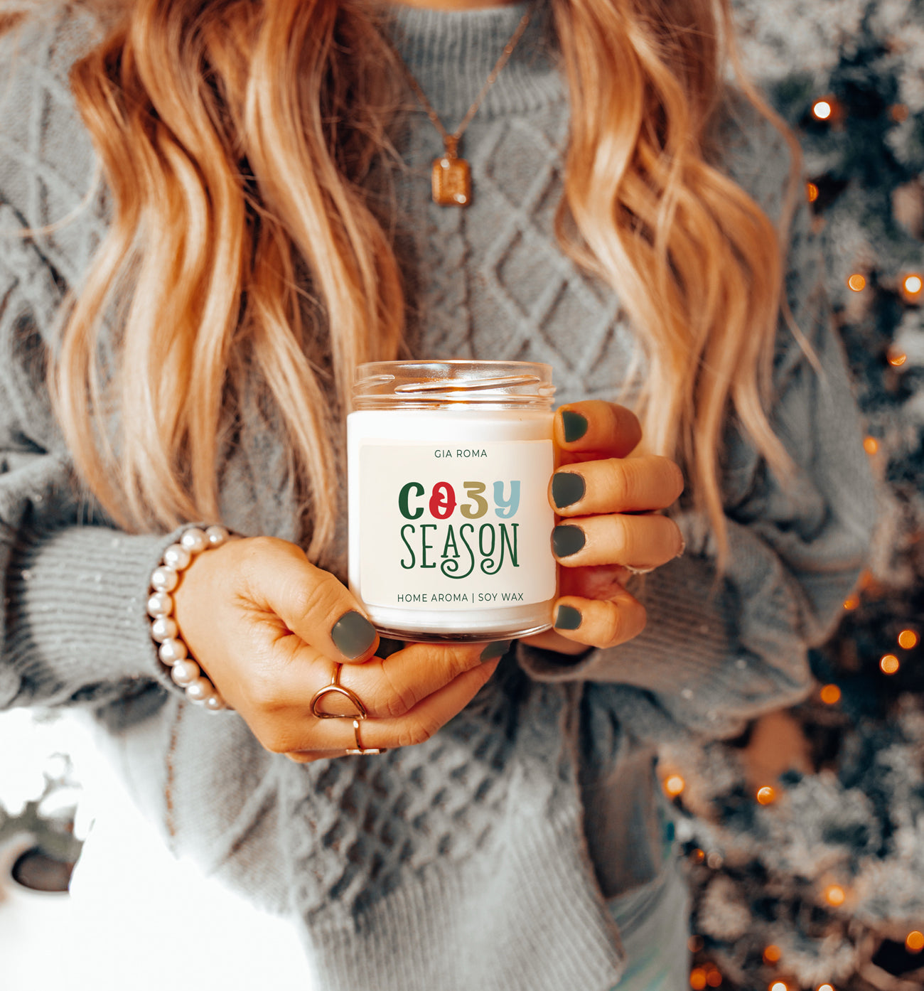Cozy Season Candle by Gia Roma in white soy wax, glass jar on Tampa Home & Garden Store