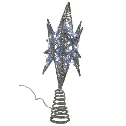 Twinkling LED Silver Starburst Treetopper by The Country Christmas Loft with spiral base on Tampa Home & Garden Store