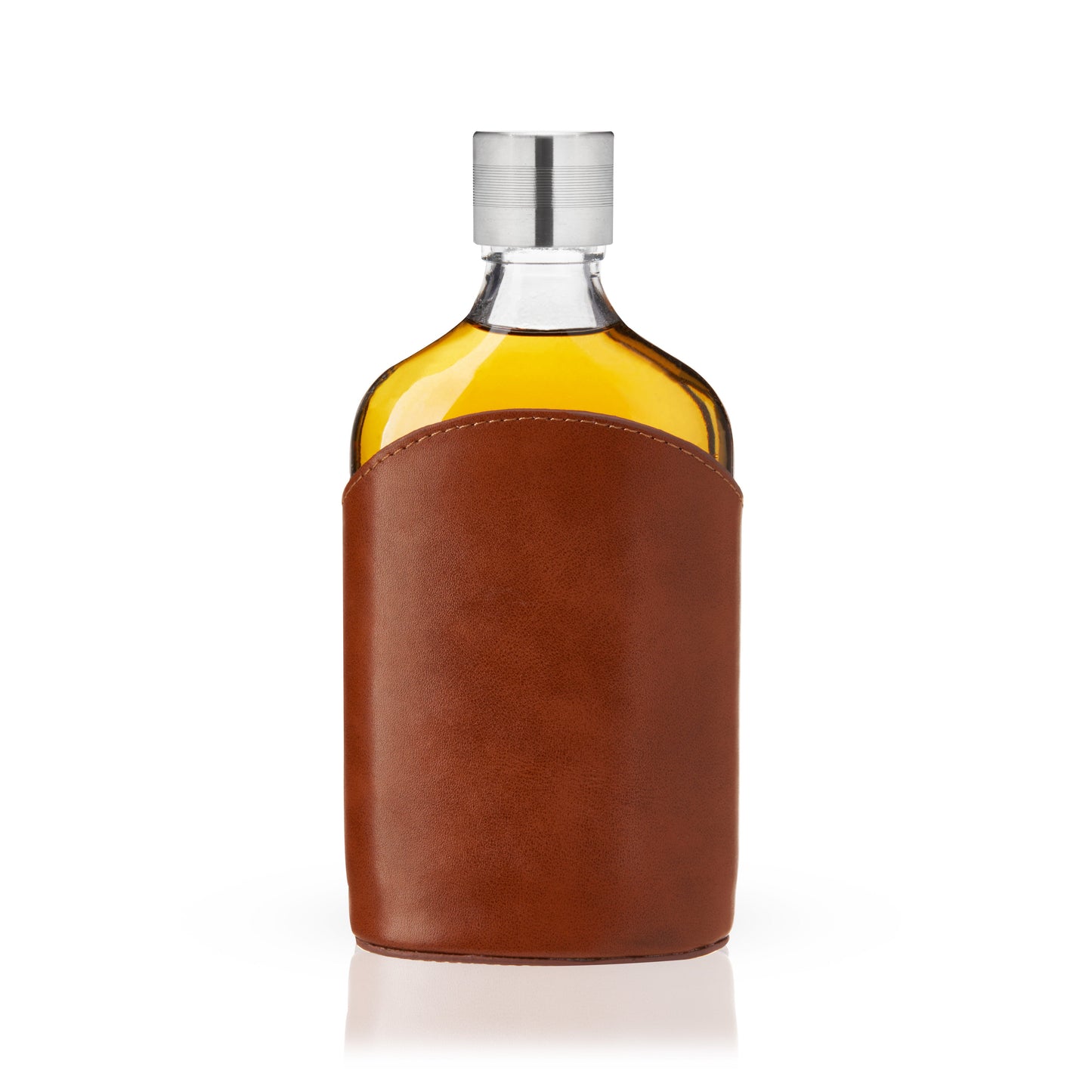 Parker Genuine Leather and Glass Spirits Flask