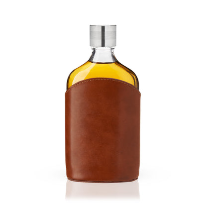 Parker Genuine Leather and Glass Spirits Flask