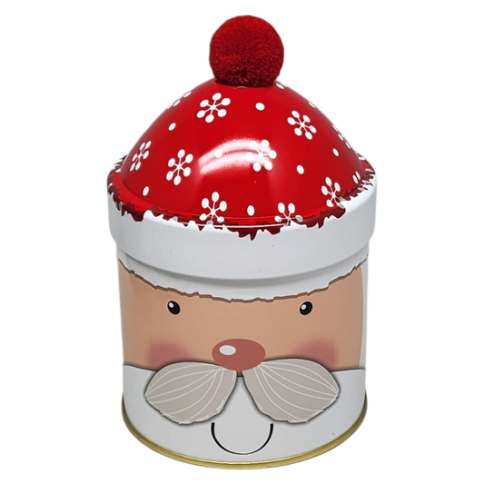 Gift Tin with Pom Pom Hat - Santa