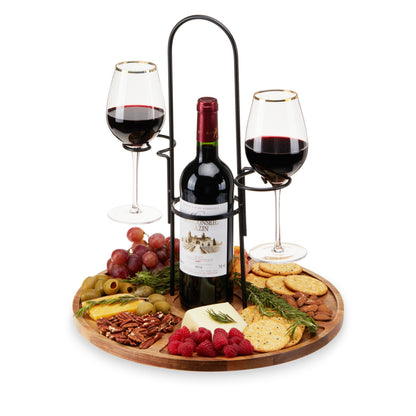 Acacia Wood Wine and Cheese Serving Board for Two