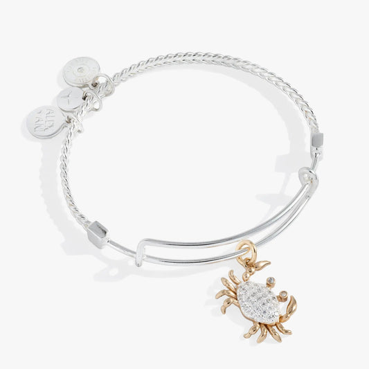 Textured Crab Charm Bangle, silver-tone Alex and Ani bracelet with crystal crab charm on Tampa Home & Garden Store