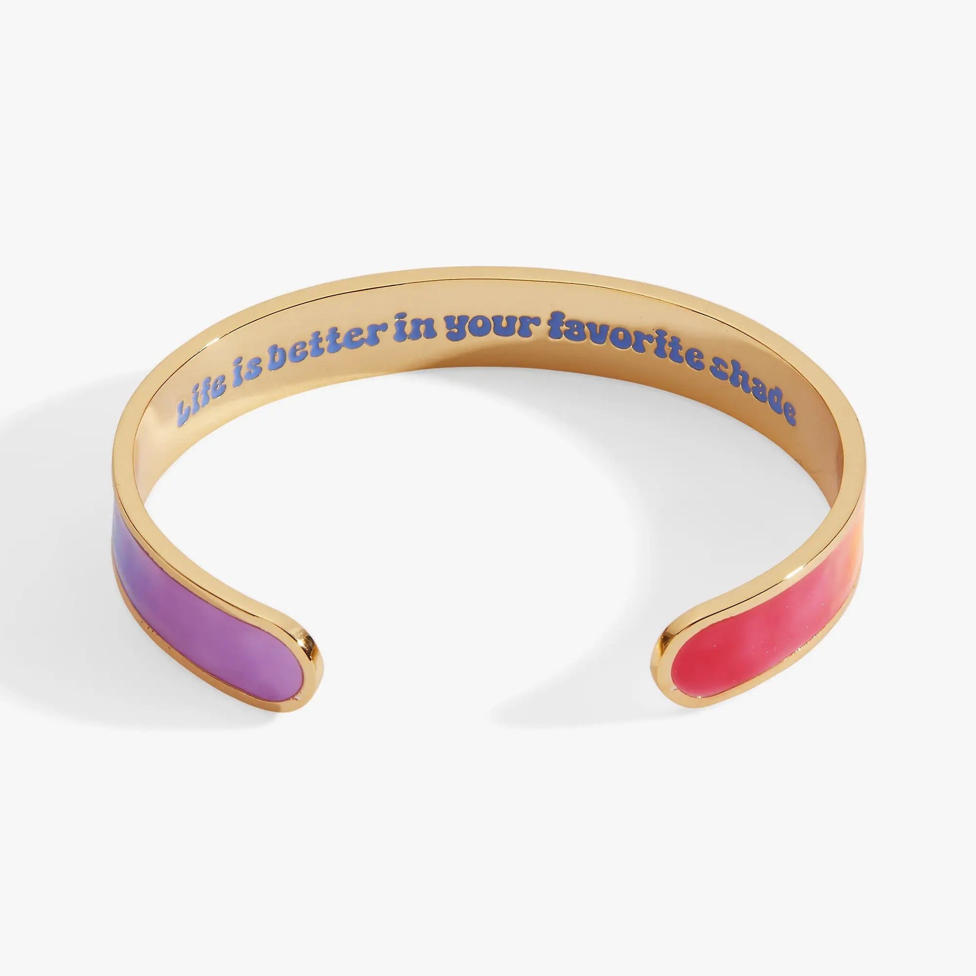 Crayola Gradient Cuff bracelet by Alex and Ani gold-tone with purple and pink enamel panels on Tampa Home & Garden Store