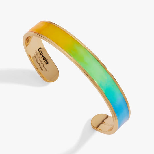 Crayola Rainbow Gradient Cuff bracelet in gold-tone enamel rainbow band by Alex and Ani on Tampa Home & Garden Store