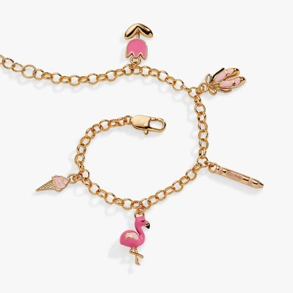 Bracelet Crayola Tickle Me Pink with flamingo and jellyfish charms, gold-tone by ALEX AND ANI on Tampa Home & Garden Store