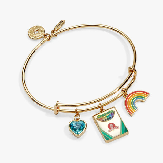 Bracelet gold-tone with Crayola To Teach Is To Color A Life Forever multi charm and rainbow charm on Tampa Home & Garden Store