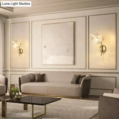 Gold Floral LED Wall Lamp for Bedroom Sconce