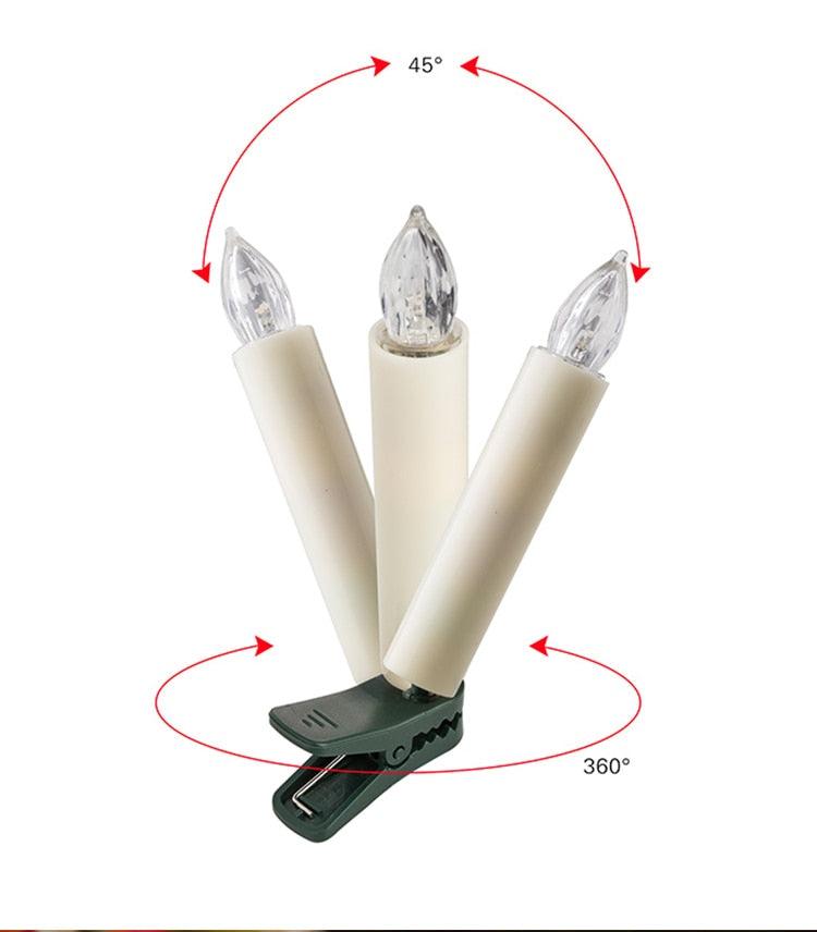 Stevvex flameless LED candle trio with beige candle sleeves on a 360° rotating clip on Tampa Home & Garden Store