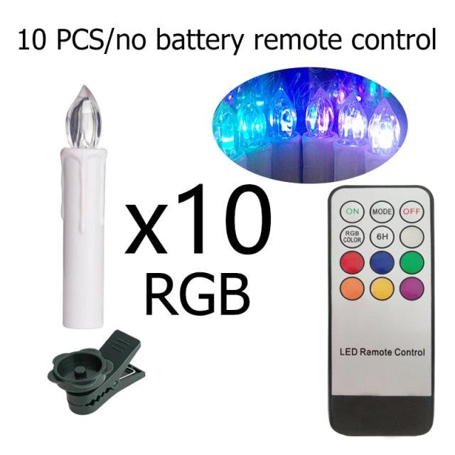Stevvex flameless RGB LED candle tea lights set, 10 pcs, white candle bodies with remote control on Tampa Home & Garden Store