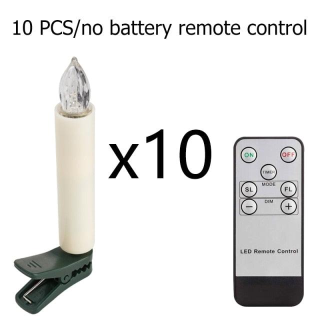 Flameless LED candle by Stevvex with clip-on base, ivory body, remote control, 10-pack on Tampa Home & Garden Store