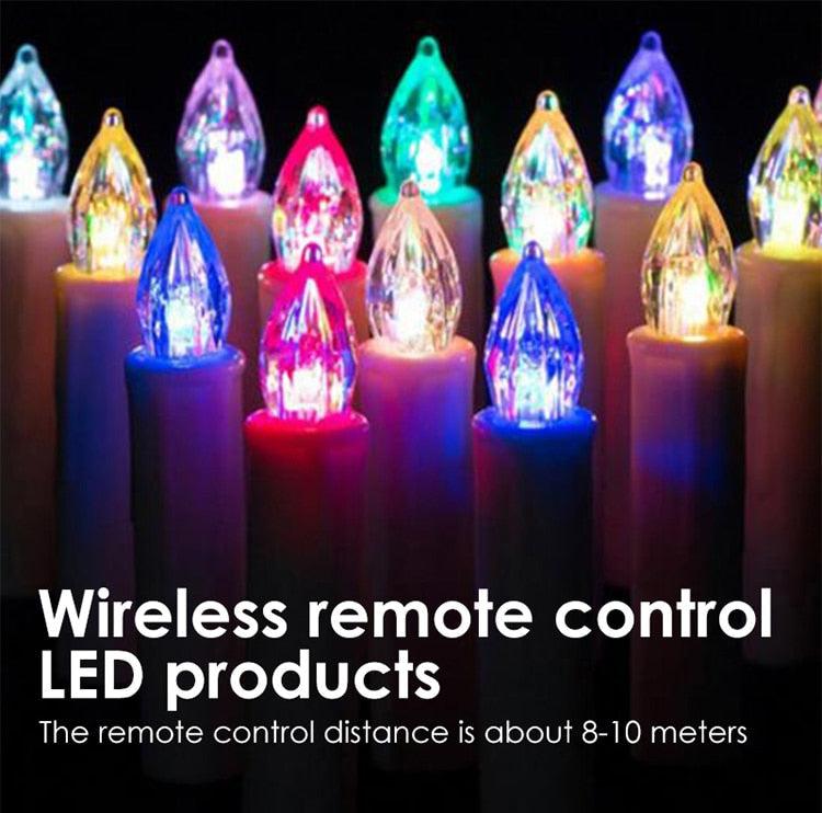 Flameless LED candle set with multicolor crystal flame tips and wireless remote on Tampa Home & Garden Store