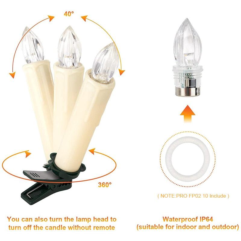 Stevvex flameless LED candle lamp set with 3 rotating cream candles on a clip base on Tampa Home & Garden Store