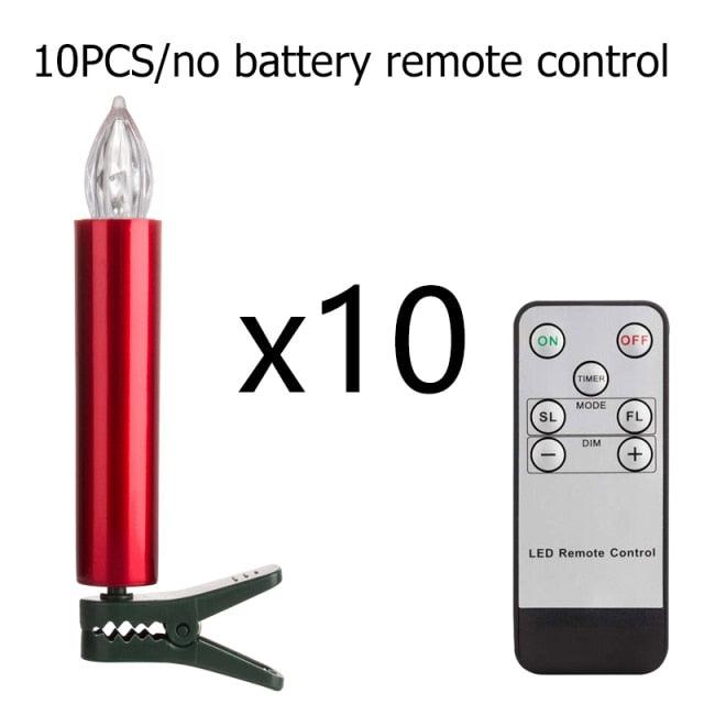 Red flameless LED candle lamp with clamp base and remote control, 10 pcs on Tampa Home & Garden Store