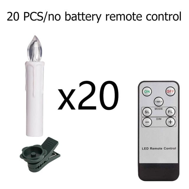 Stevvex flameless LED candle set with 20 white tea lights, remote control and clip on Tampa Home & Garden Store