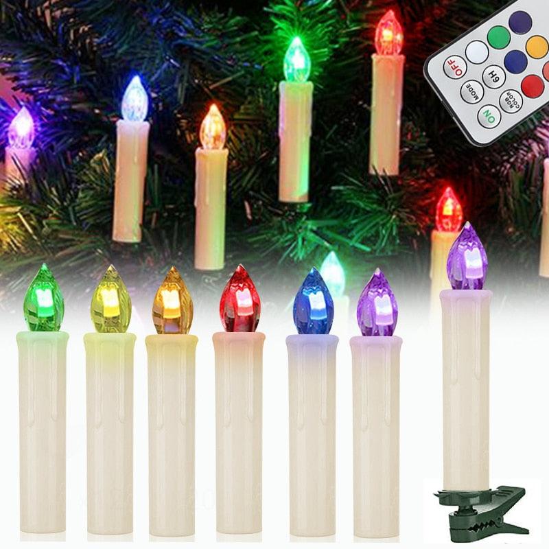 Stevvex flameless LED candle tea lights set of 7 colorful bulbs on white holders remote on Tampa Home & Garden Store