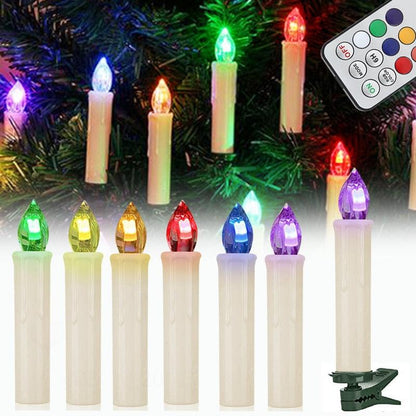 Stevvex flameless LED candle tea lights set of 7 colorful bulbs on white holders remote on Tampa Home & Garden Store