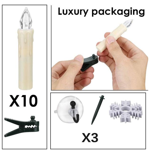 Stevvex ivory flameless LED candle tea lights set, 10 pcs with clips and accessories on Tampa Home & Garden Store