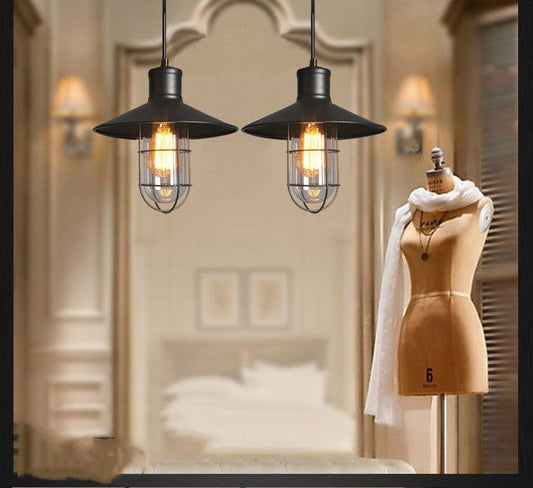 Creative Restaurant Bar Warehouse Bird Cage Explosion-proof Glass Chandelier Black - Tampa Home & Garden Store