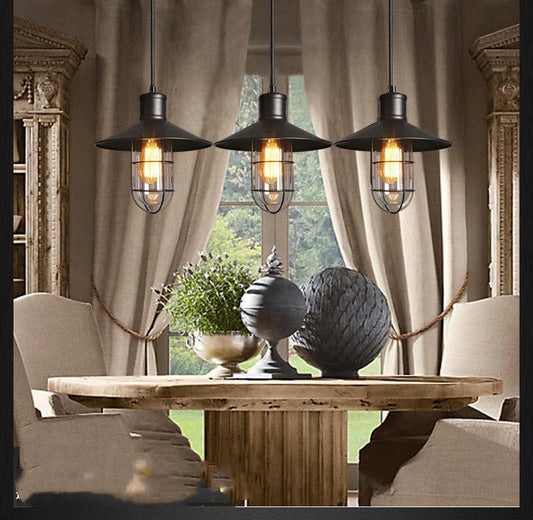 Creative Restaurant Bar Warehouse Bird Cage Explosion-proof Glass Chandelier Black - Tampa Home & Garden Store