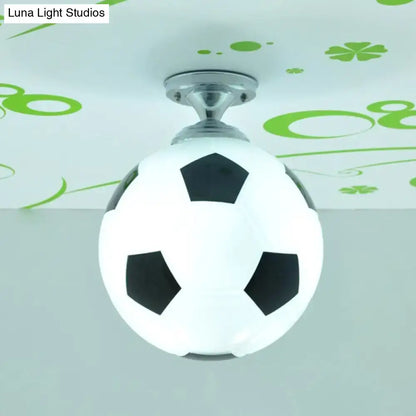 Soccer ball ceiling light in white with black panels, Decorbites Black White Football Light on Tampa Home & Garden Store